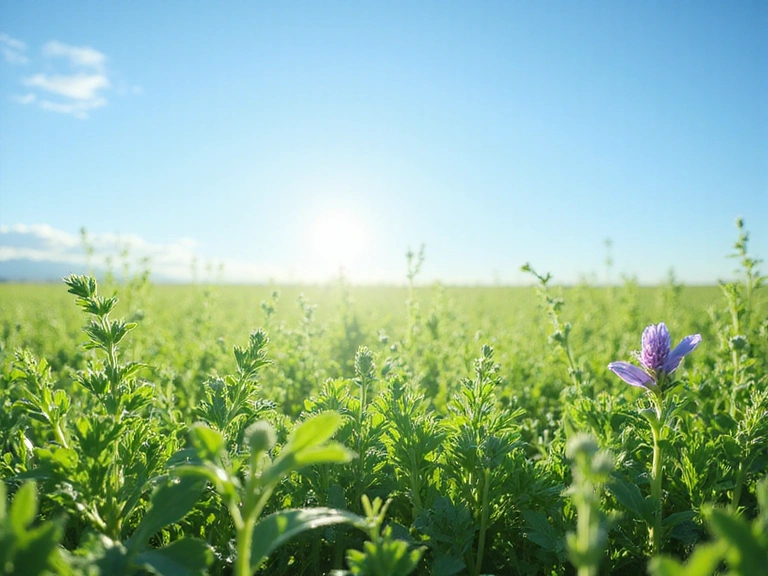 Malownicze pola pełne ziół i naturalnych składników, symbolizujące pochodzenie produktów Glucoactivzone